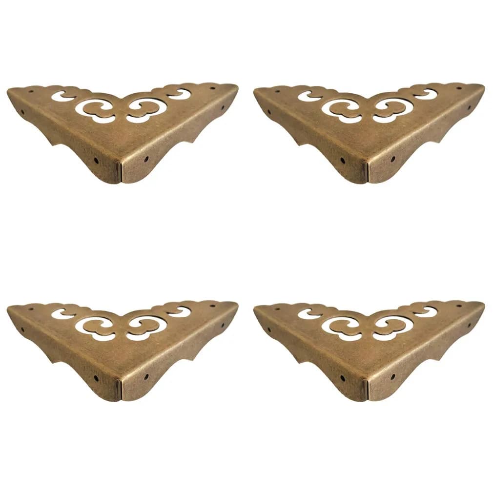 Tiazza Antique Brass Edge Corner Protectors 80mm (3.15") | Vintage Design Decorative Braces for Furniture & Cabinets - main product image