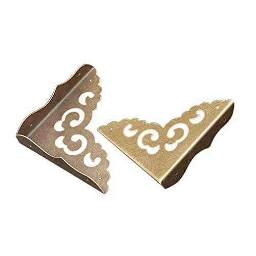 Tiazza Antique Brass Edge Corner Protectors 80mm (3.15") | Vintage Design Decorative Braces for Furniture & Cabinets thumbnail 2