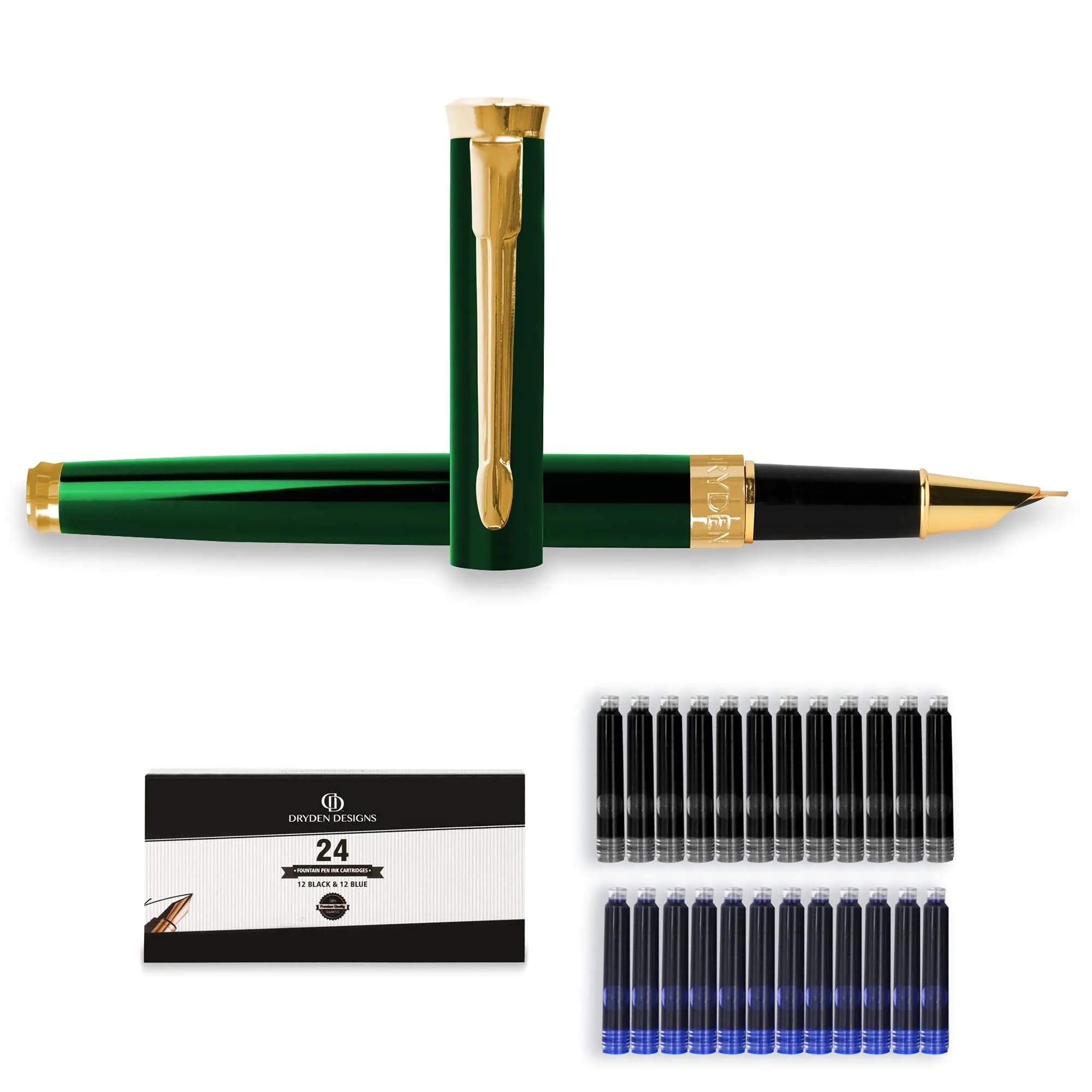 Dryden Designs Fine Nib Fountain Pen Emerald Green | 0.5mm Fine Point - main product image