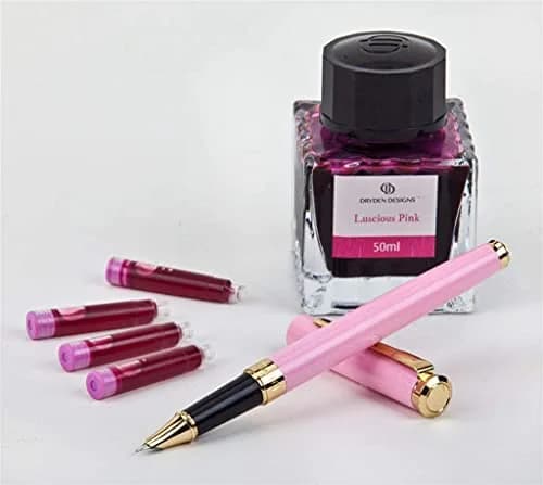 Dryden Designs Fine Nib Fountain Pen - Pink, 0.5mm Line Size | Smooth Elegant Writing with 24 Ink Cartridges thumbnail 8