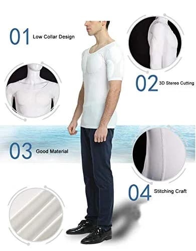 Ypnrd Fake Muscle Suit Shirt Men's Long Sleeve White Medium | Detachable Muscle Pads for Enhanced Physique thumbnail 4