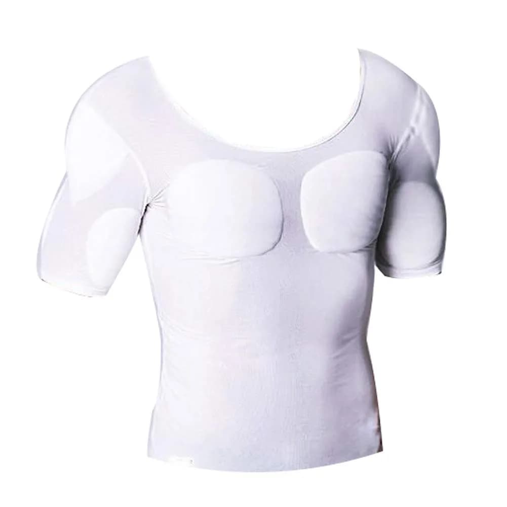 Ypnrd Fake Muscle Suit Shirt Men's Black Medium | Invisible Simulation with Detachable Pad — White / X-Large