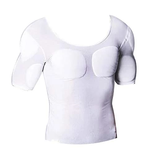 Ypnrd Fake Muscle Suit Shirt White XL | Invisible Simulation of Thinning Elastic Detachable Bottoming Shirt thumbnail 1