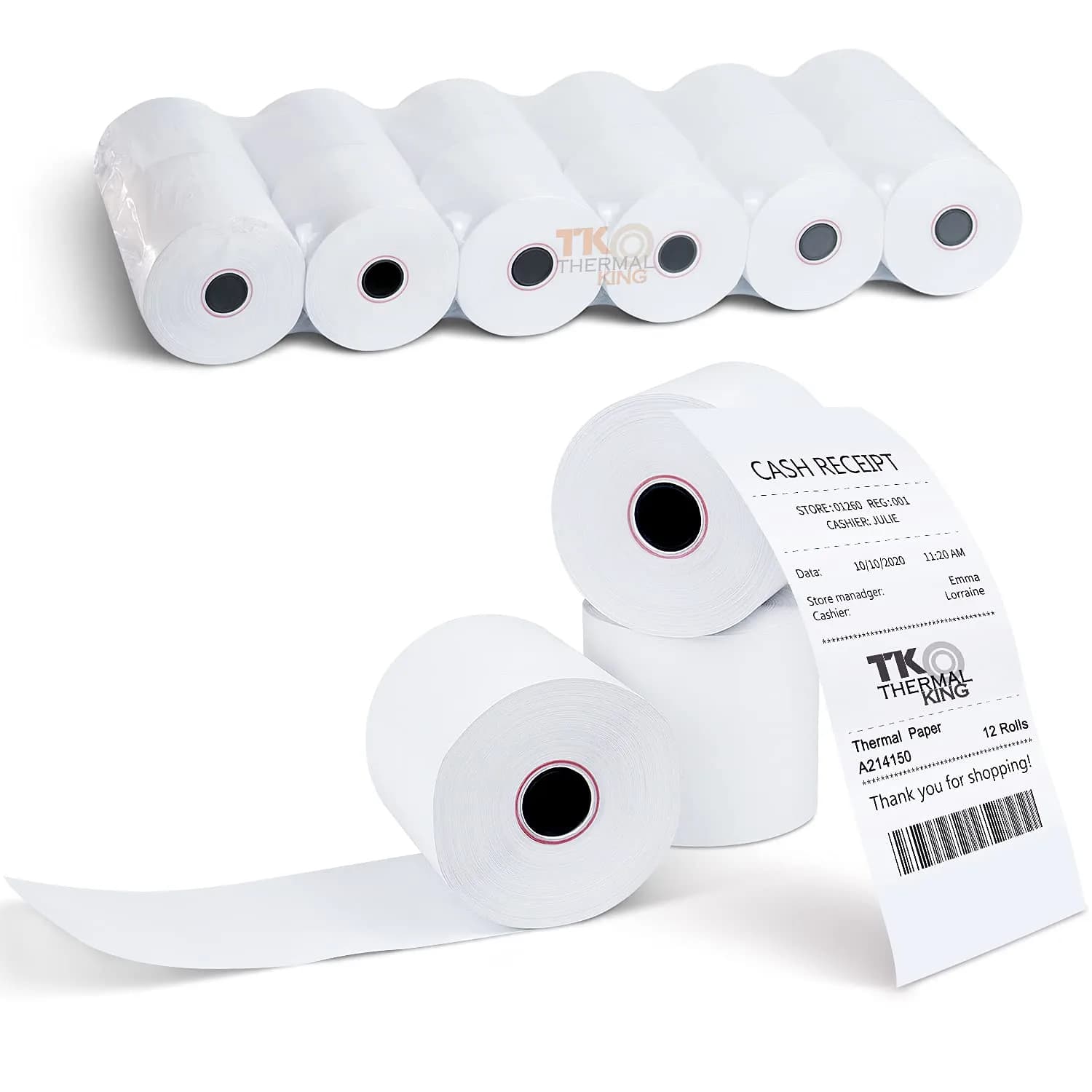 TK Thermal King 2 1/4" x 150' Thermal Paper Rolls | Compatible with Cash Registers & Calculators - main product image