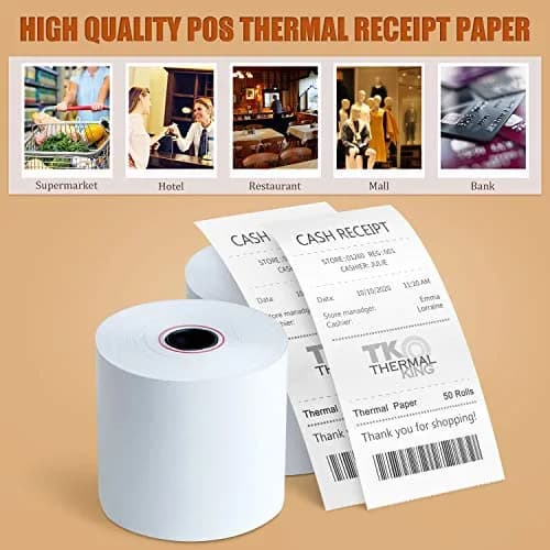 TK Thermal King 2 1/4" x 150' Thermal Paper Rolls | Compatible with Cash Registers & Calculators thumbnail 8