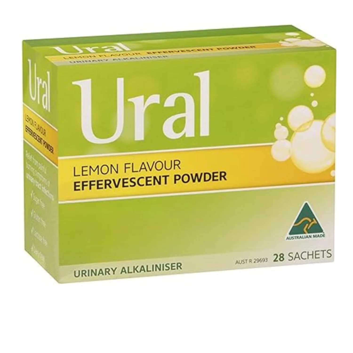 Ural Effervescent Powder 4g (0.14 oz) Lemon Flavor | Urinary Alkalinizer for Cystitis Relief — 0.14 Ounce