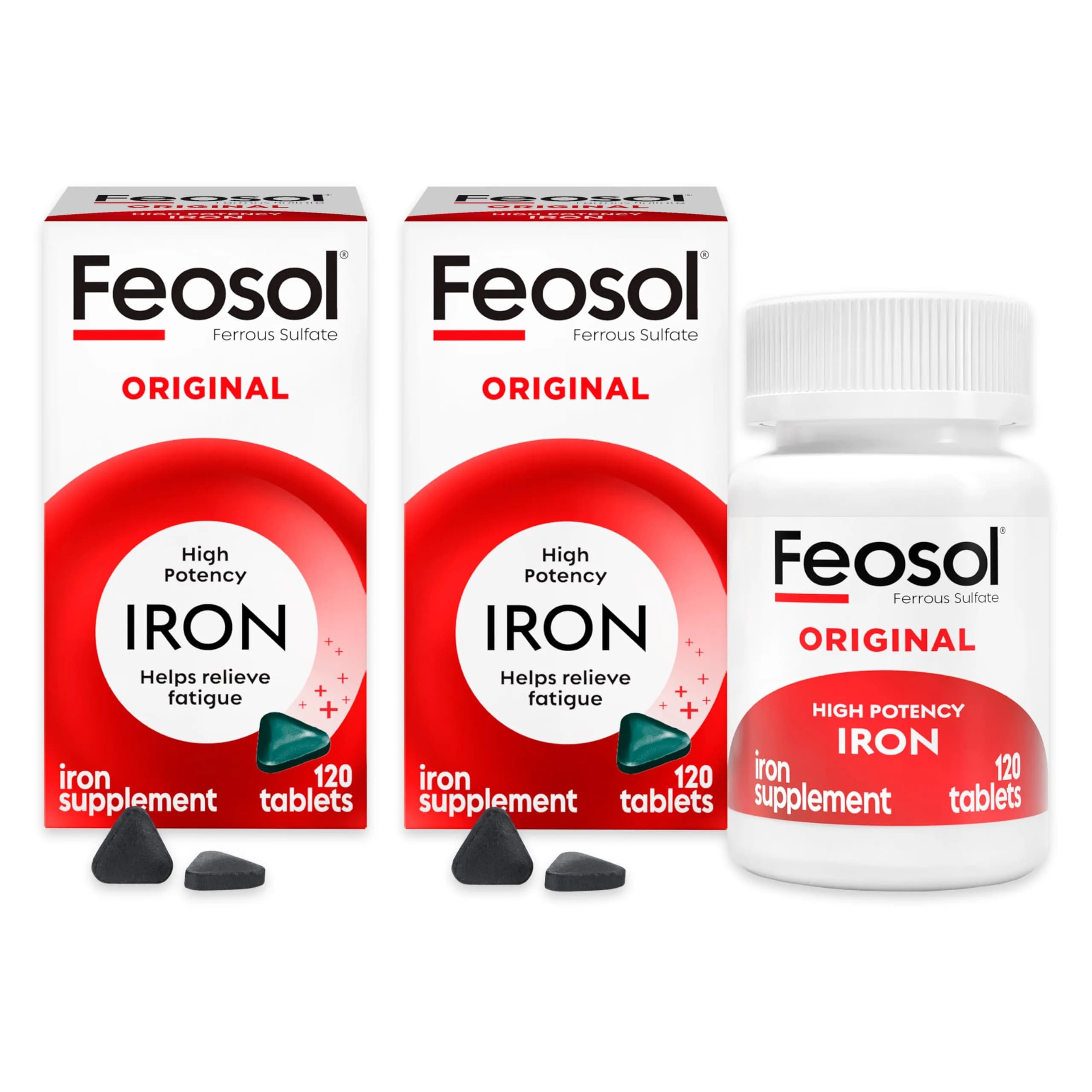 Feosol Original Iron Supplement Tablets 65mg Elemental Iron (240 Count) | High Potency Blood Builder — Black