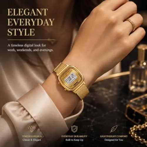 MASTOP Women's Quartz Watch 28mm Rose Gold | Slim Petite Mesh Steel Bracelet thumbnail 3