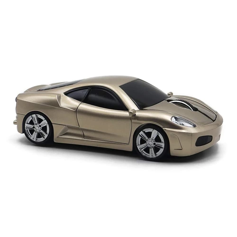 MGbeauty Wireless Mouse Sports Car Shape 120x60x35mm | Optical DPI 1600 for PC & Mac — Gold