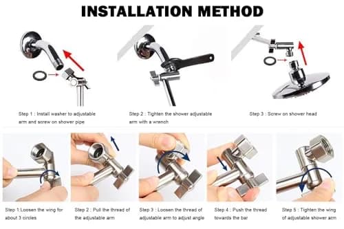 NearMoon Adjustable Shower Arm Extension 27.94 cm (11 Inch) Chrome Finish | Upgrade Shower Experience thumbnail 6