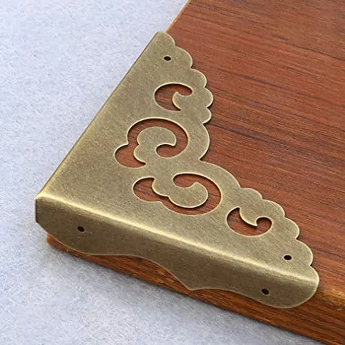 Tiazza Antique Brass Edge Corner Protectors 65mm (2.56") | Vintage Design Decorative Braces for Furniture & Jewelry Boxes thumbnail 4