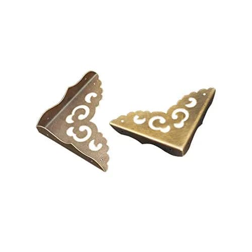 Tiazza Antique Brass Edge Corner Protectors 65mm (2.56") | Vintage Design Decorative Braces for Furniture & Jewelry Boxes thumbnail 2