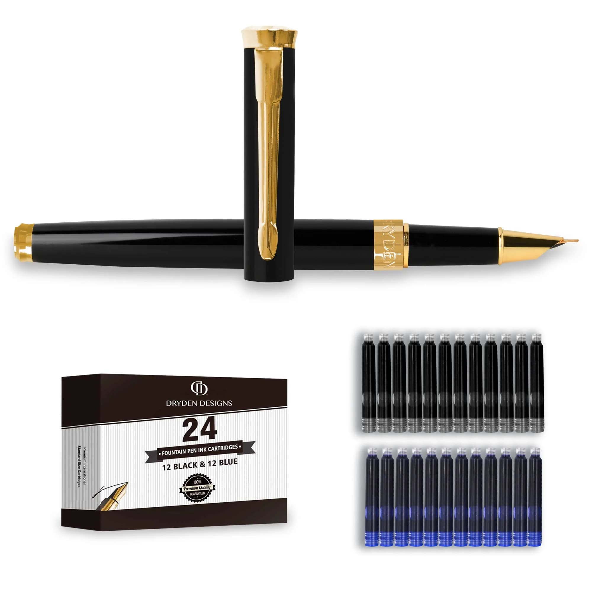 Dryden Designs Fine Nib Fountain Pen Emerald Green | 0.5mm Fine Point — Black
