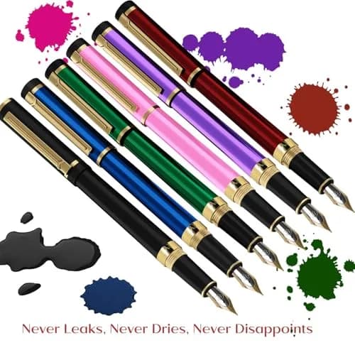 Dryden Designs Fine Nib Fountain Pen - Black - 0.5mm Line Size | Smooth Elegant Writing with 24 Ink Cartridges thumbnail 6