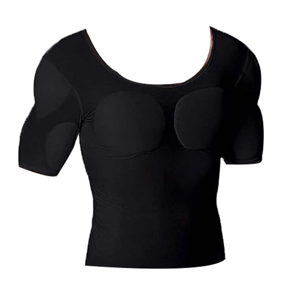 Ypnrd Fake Muscle Suit Shirt Men's Black Medium | Invisible Simulation with Detachable Pad — Black