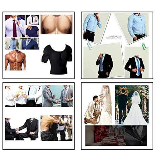 Ypnrd Fake Muscle Suit Shirt Men's Black Medium | Invisible Simulation with Detachable Pad thumbnail 5