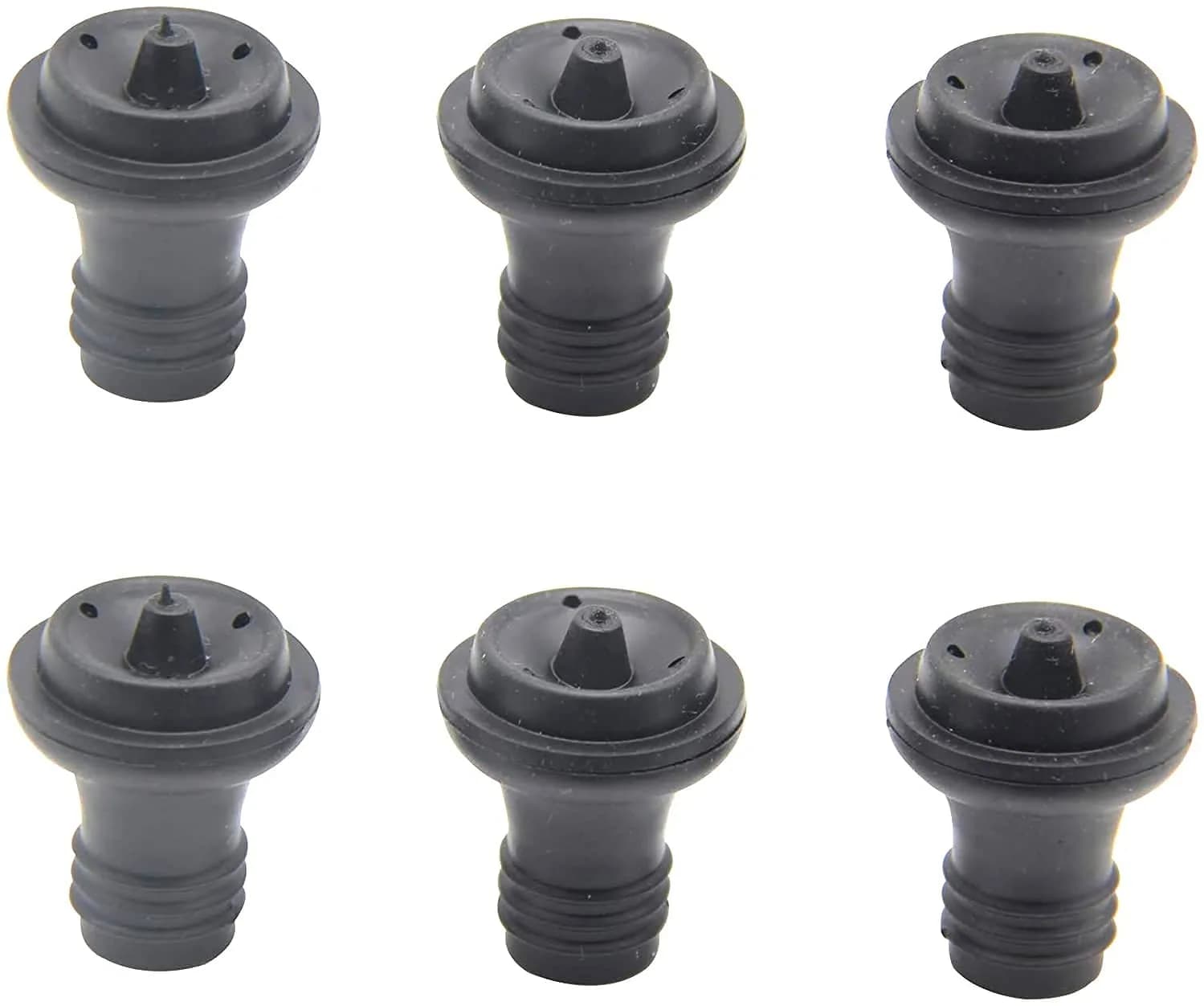 Ergonflow Vacuum Wine Stoppers - Set of 6 Rubber Stoppers for Wine Preservation (1.9cm x 4.3cm x 1.9cm) - main product image