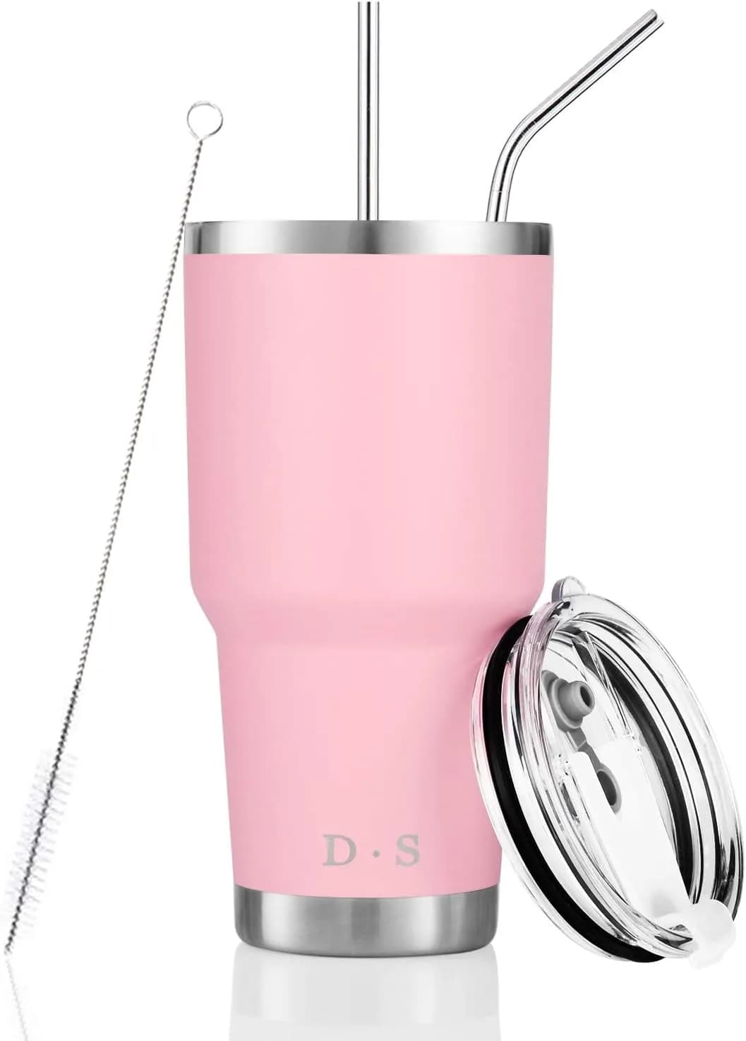 D·S White 30oz (887ml) Tumbler Set | Double Wall Vacuum Insulated Travel Coffee Mug — Pink