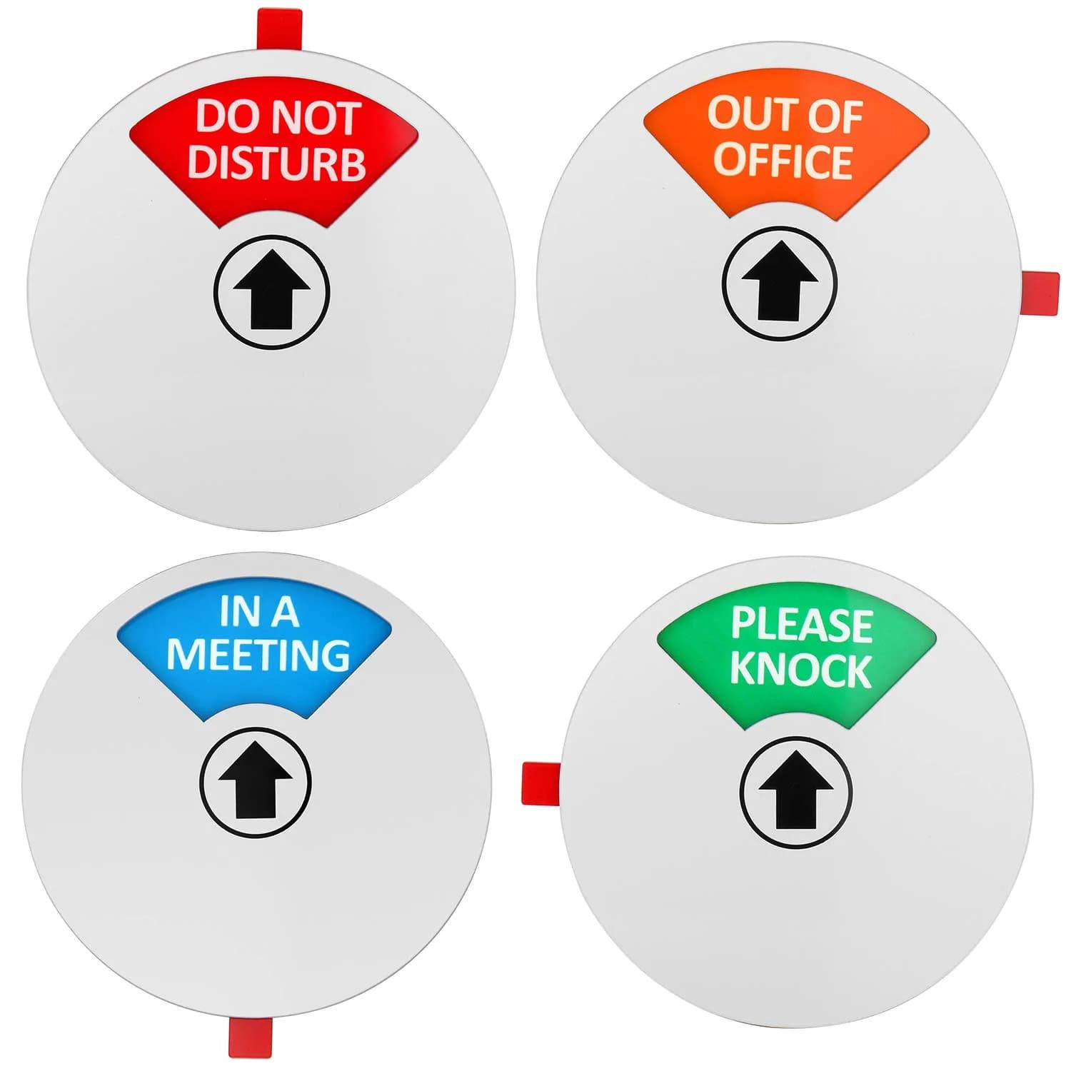 Kichwit Black Privacy Sign for Office Door, 5 Inch (12.7 cm) | 4-Status Sliding Sign — Silver, 5 inch