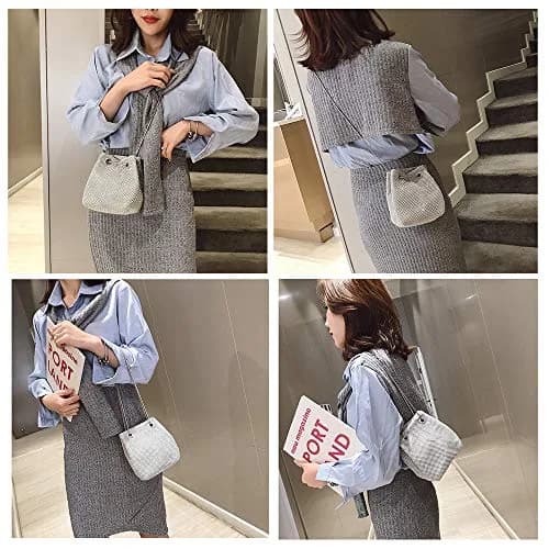JIAN YA NA Full Rhinestones Bucket Bag for Women 15x11x16cm | Evening Bag with Long Chain for Wedding & Party thumbnail 7