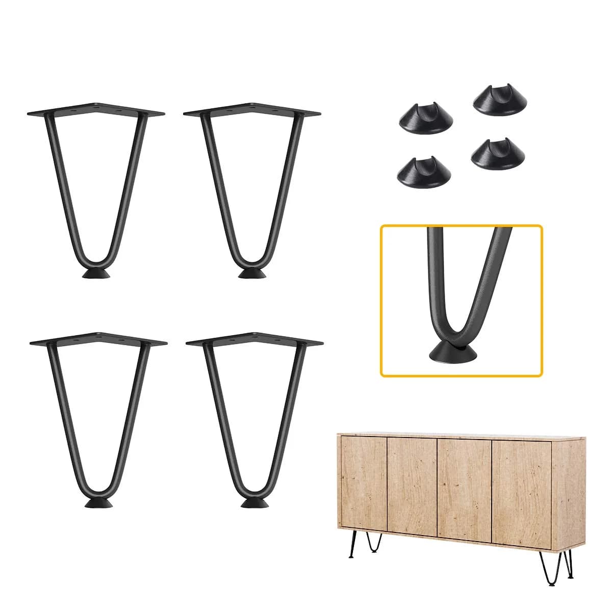 Genius Iron Furniture Legs 6 inch | Mid-Century Modern Steel DIY Home Decor - main product image