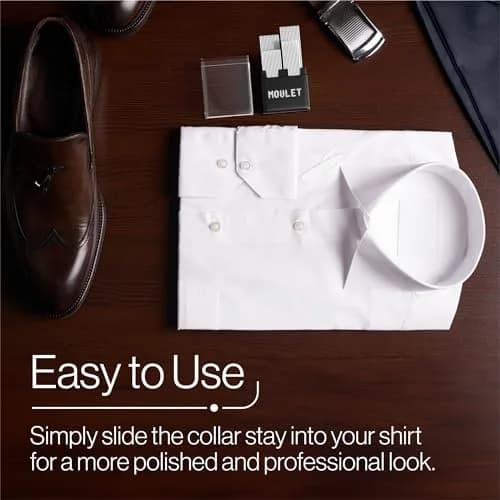 Moulet Plastic Collar Stays for Men's Dress Shirts – 56 Count, 4 Sizes | Keep Collars Sharp All Day thumbnail 6