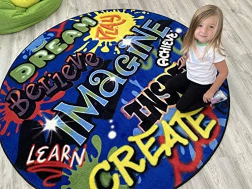 KIDCARPET.COM Inspiration Graffiti Circle Time Rug | Round Classroom Carpet for Preschool Group Activity Reading, 6' x 6' thumbnail 4