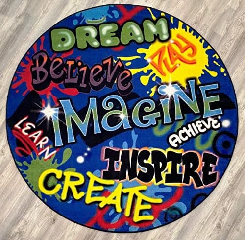 KIDCARPET.COM Inspiration Graffiti Circle Time Rug | Round Classroom Carpet for Preschool Group Activity Reading, 6' x 6' thumbnail 2