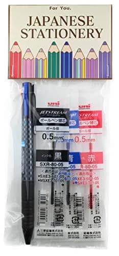 Uni Jetstream 0.5mm Black Ballpoint Pen with 3 Ink Refills (Black, Blue, Red) | Smooth Writing Experience thumbnail 2