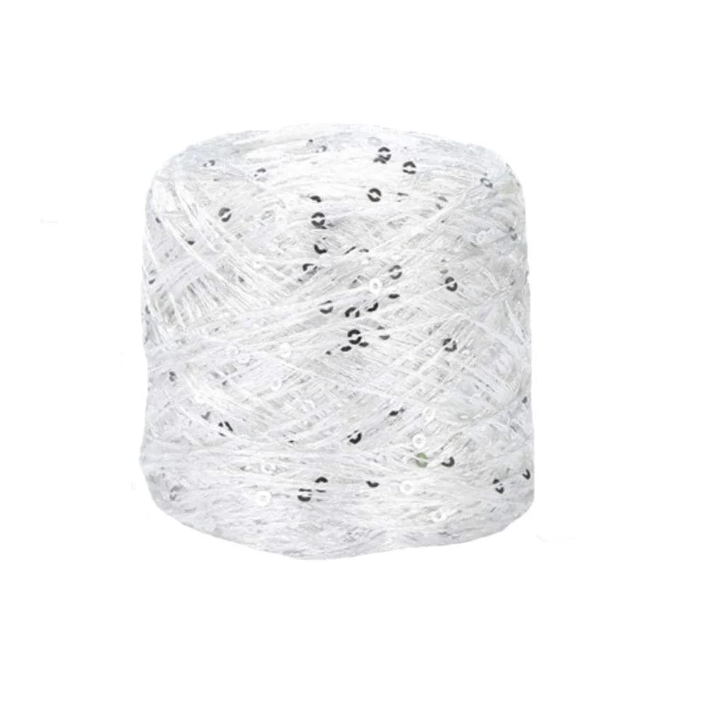 CLISIL White Sliver Sequin & Sparkle Art Yarn 100g (3.5 oz) | Glitter Yarn for Crochet & Knitting - main product image