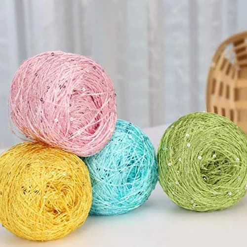 CLISIL White Sliver Sequin & Sparkle Art Yarn 100g (3.5 oz) | Glitter Yarn for Crochet & Knitting thumbnail 3