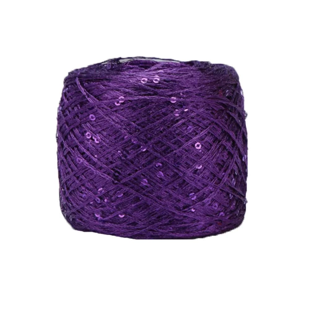 CLISIL White Sliver Sequin & Sparkle Art Yarn 100g (3.5 oz) | Glitter Yarn for Crochet & Knitting — Purple
