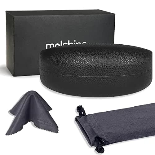 molshine Hard Shell Sunglasses Case Large Black | Classic PU Leather with Metal Frame & Flocking Lining thumbnail 2
