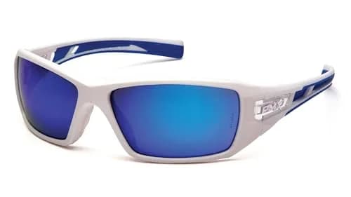 Pyramex Velar Safety Glasses, White-Blue Frame/Ice Blue Mirror Lens Medium | ANSI Z87.1 Certified Impact Resistant Eyewear thumbnail 1
