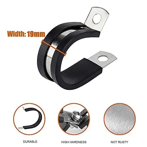 ISPINNER 1.5 Inch Rubber Cushioned Stainless Steel Cable Clamps (12-Pack) | Marine Grade Corrosion Resistance thumbnail 2