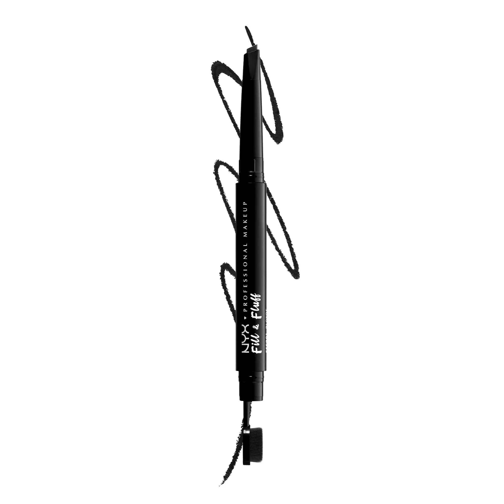 NYX PROFESSIONAL MAKEUP Fill & Fluff Eyebrow Pomade Pencil, Espresso | Dual-Ended Micro Paddle Brush & Precise Teardrop Tip — Black
