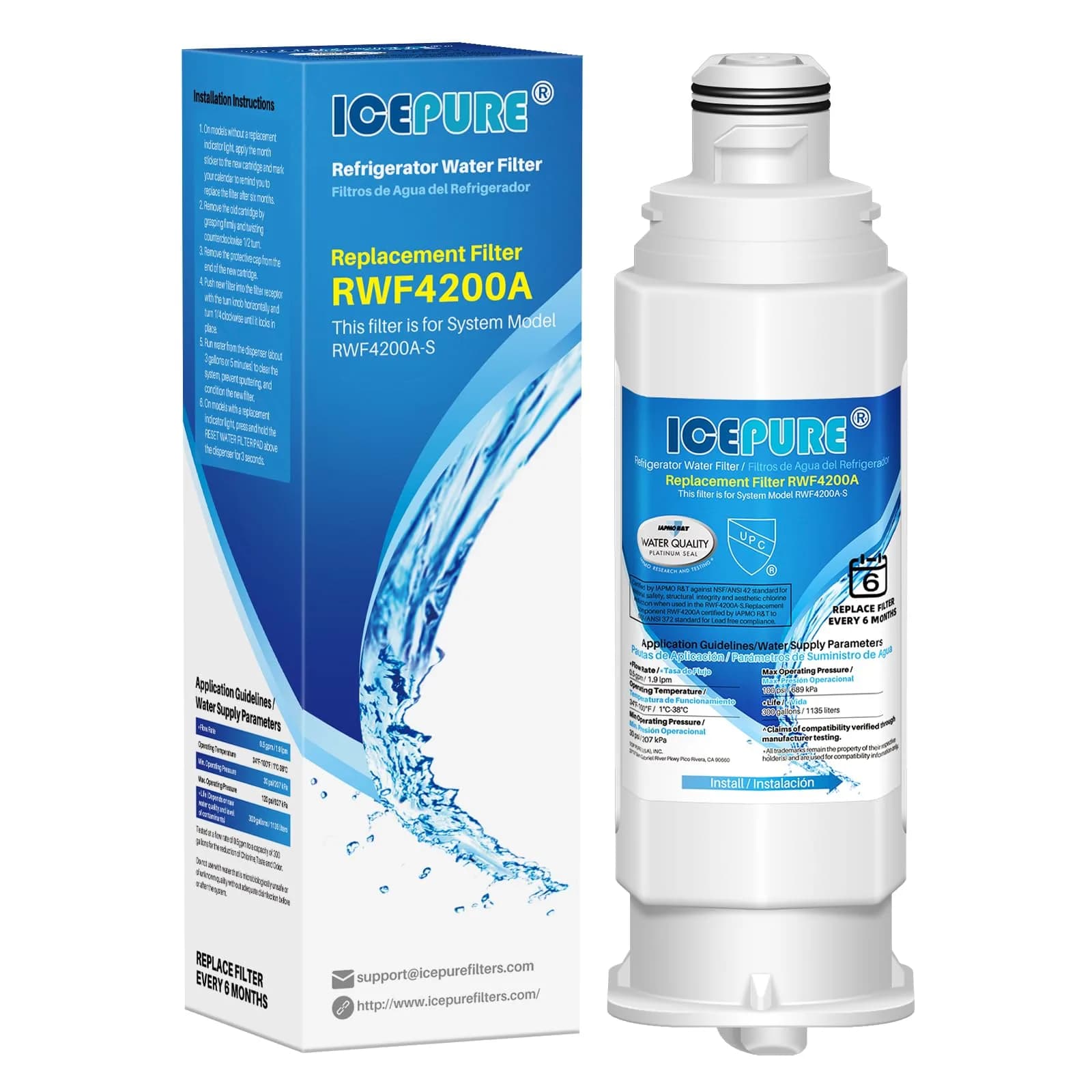 ICEPURE DA97-17376B Refrigerator Water Filter 11.32 oz (321 g) | NSF/ANSI Certified for Safe Drinking Water — Chlorine, Odor Removal