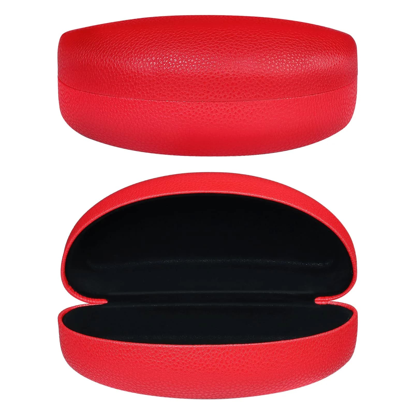 molshine Hard Shell Sunglasses Case Red | Classic PU Leather Eyeglass Case with Metal Frame, 16.5cm (6.5")