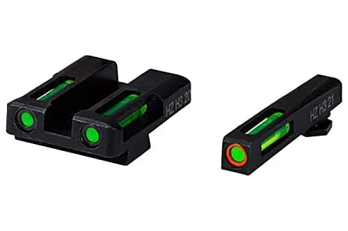HIVIZ Litewave H3 Sight Tritium LitePipe for Glock 9mm, Green with Orange Front Ring | Day/Night Illumination thumbnail 1
