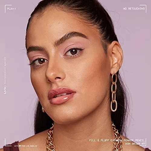 NYX PROFESSIONAL MAKEUP Fill & Fluff Eyebrow Pomade Pencil, Ash Brown | Dual-Ended Micro Paddle & Teardrop Tip for Precise, Buildable Brows thumbnail 5