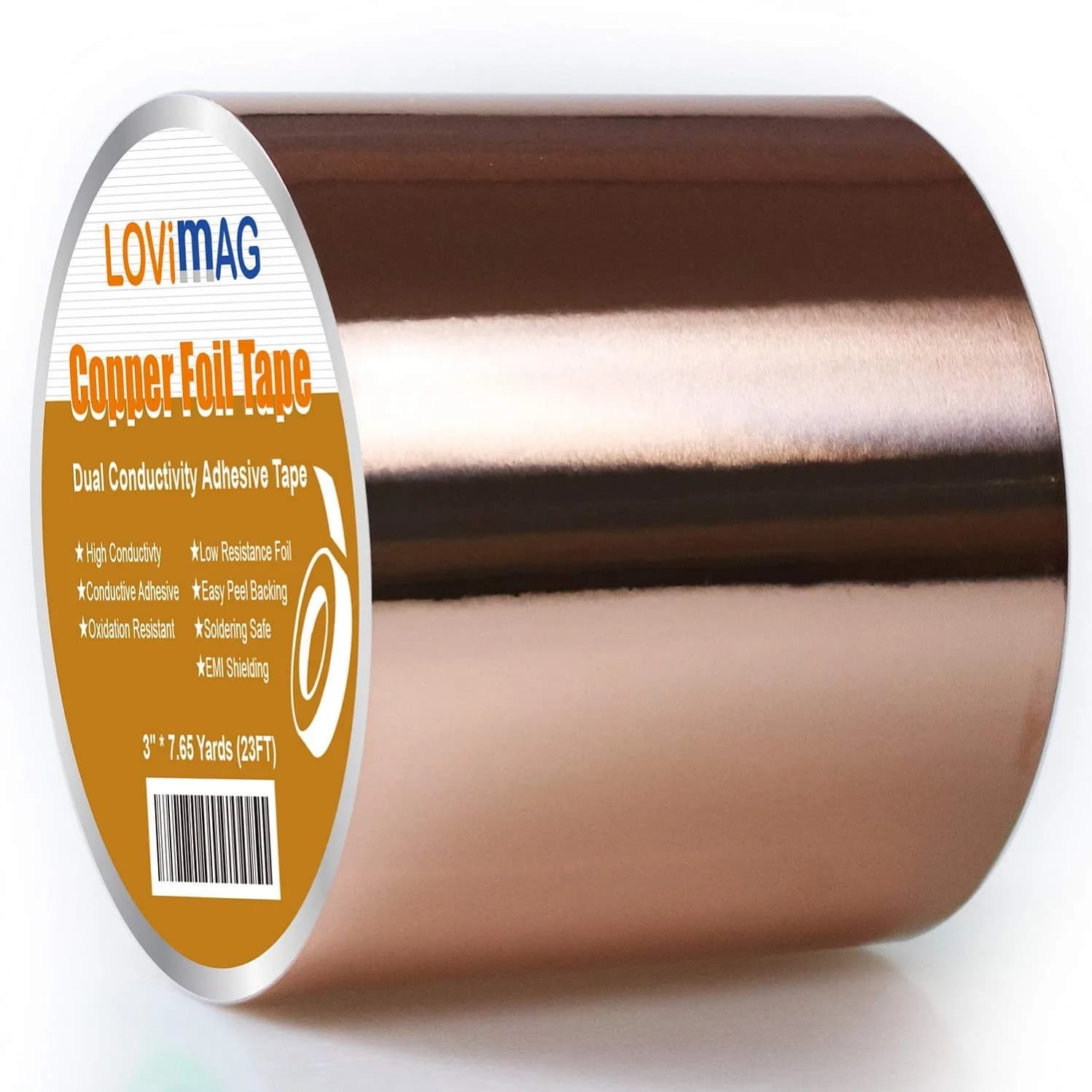 LOVIMAG Copper Foil Tape 75mm x 7m (3" x 275") | Dual Conductive Adhesive for EMI Shielding & Electrical Repairs