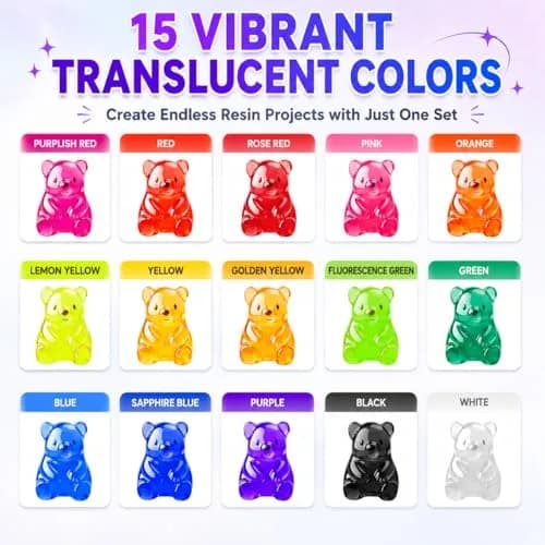 LET'S RESIN Epoxy Resin Dye 15 Colors (10ml/bottle) | Translucent Liquid Pigment for Resin Art & Jewelry Making thumbnail 2