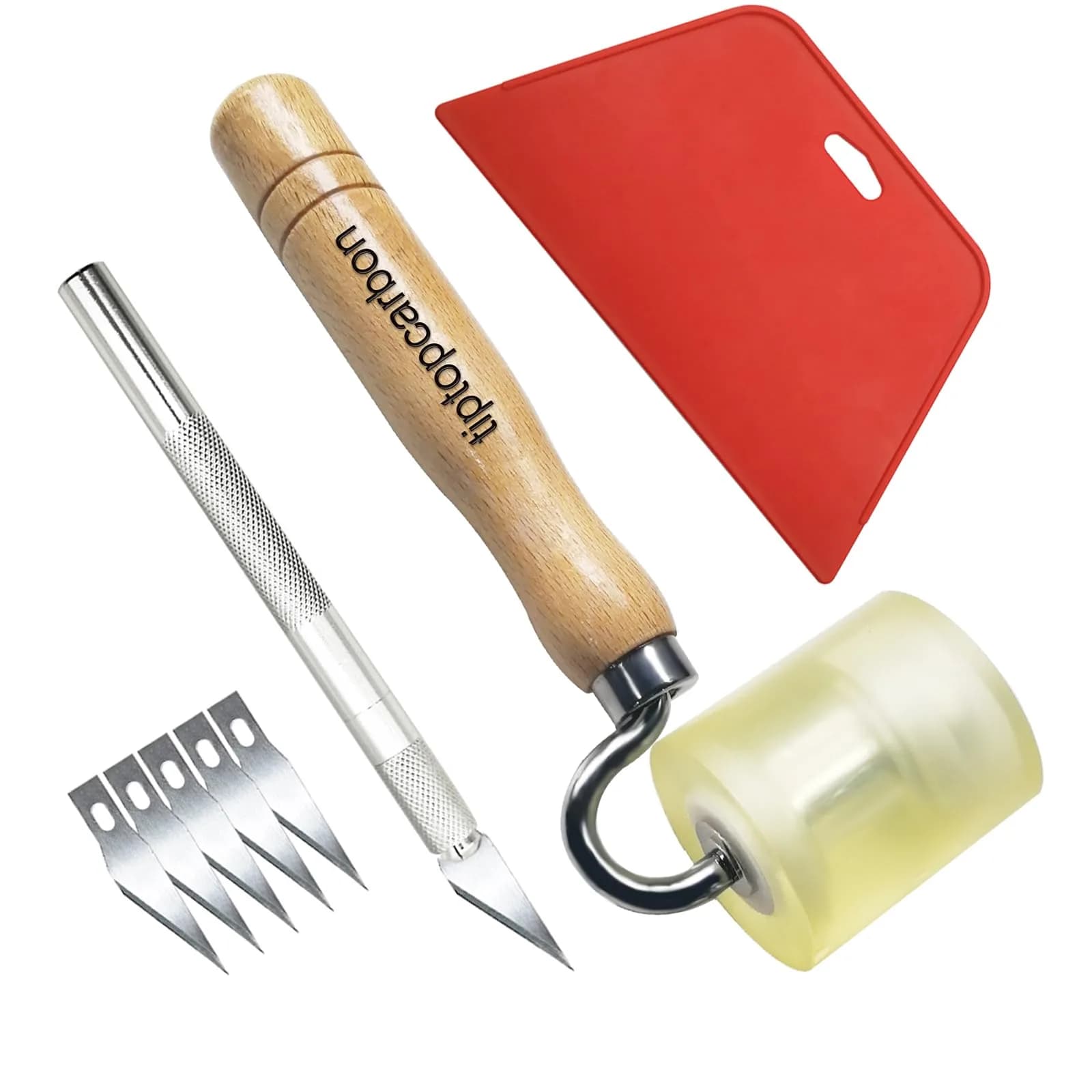 tiptopcarbon Wallpaper Smoothing Tool Kit with Craft Knife | 10.5 cm x 19.5 cm — 04 Roller Kit