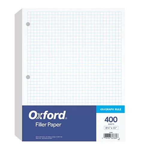 Oxford White Writing Paper 8-1/2" x 11" | 400 Sheets Graph Rule, 3-Hole Punched, Loose-Leaf for 3-Ring Binders thumbnail 1