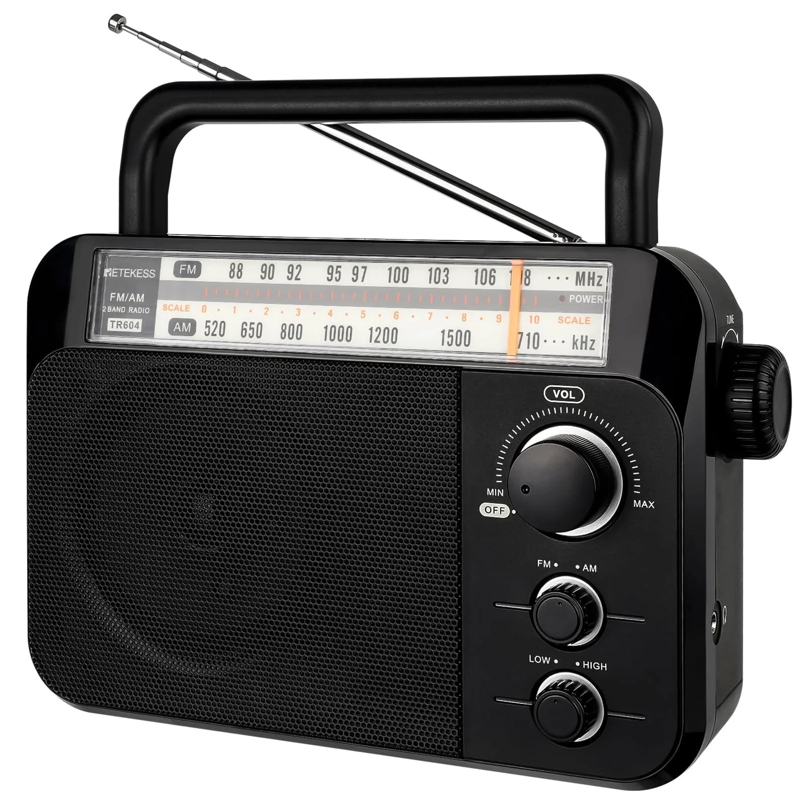 Retekess TR604 AM FM Radio Portable Plug-in Wall Black | Simple Operation for Elders — Black