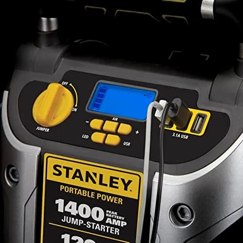STANLEY Jump Starter 1400 Peak Amps | 120 PSI Inflator, USB & LED Light, 12V Battery Support thumbnail 3