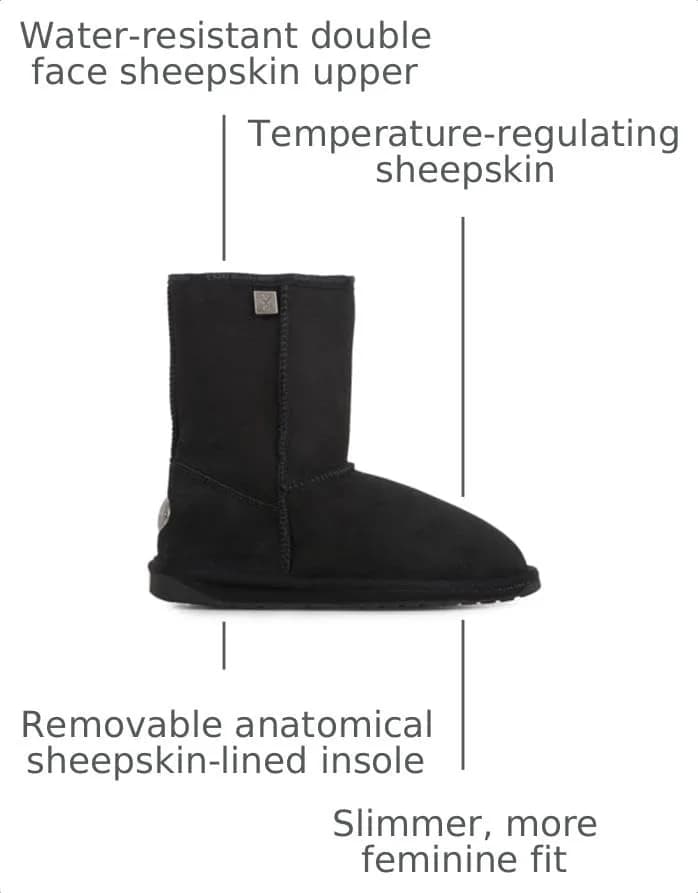 EMU Platinum Stinger Slim Lo Womens Boot, Black, US 8 | Water-Resistant Sheepskin Footwear thumbnail 3