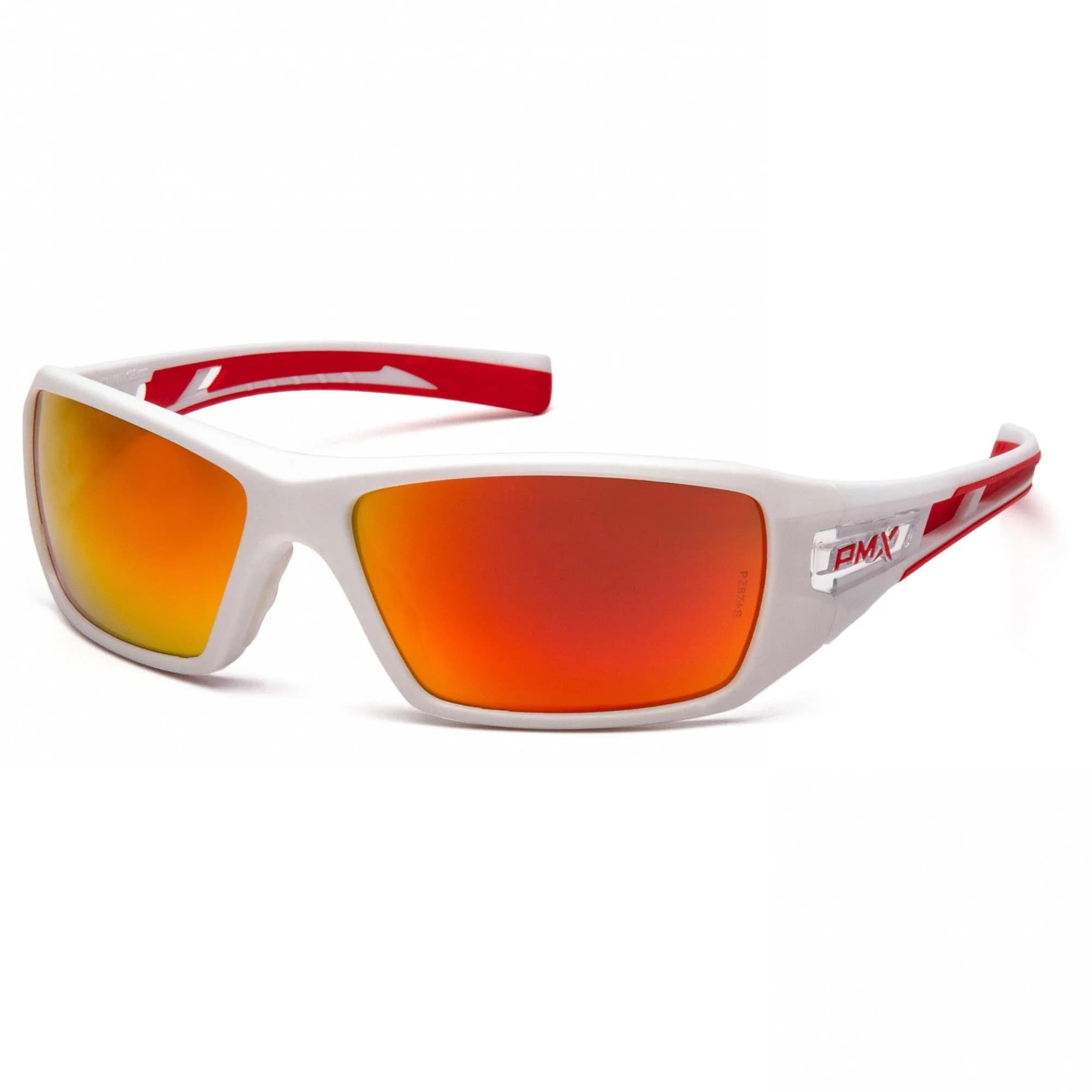 Pyramex Velar Safety Glasses White-Red Frame Sky Red Mirror Lens | ANSI Z87.1 Impact Resistant Polycarbonate - main product image