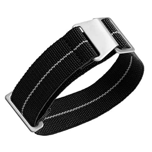 NIBD Watch Band 20mm Black with White | Elastic Nylon Military Style Strap thumbnail 9