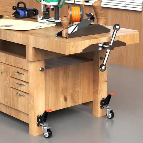 SPACEKEEPER Heavy Duty Retractable Workbench Casters Kit 660 Lbs Capacity | 4 Pack with 2.5-inch Urethane Wheels thumbnail 6